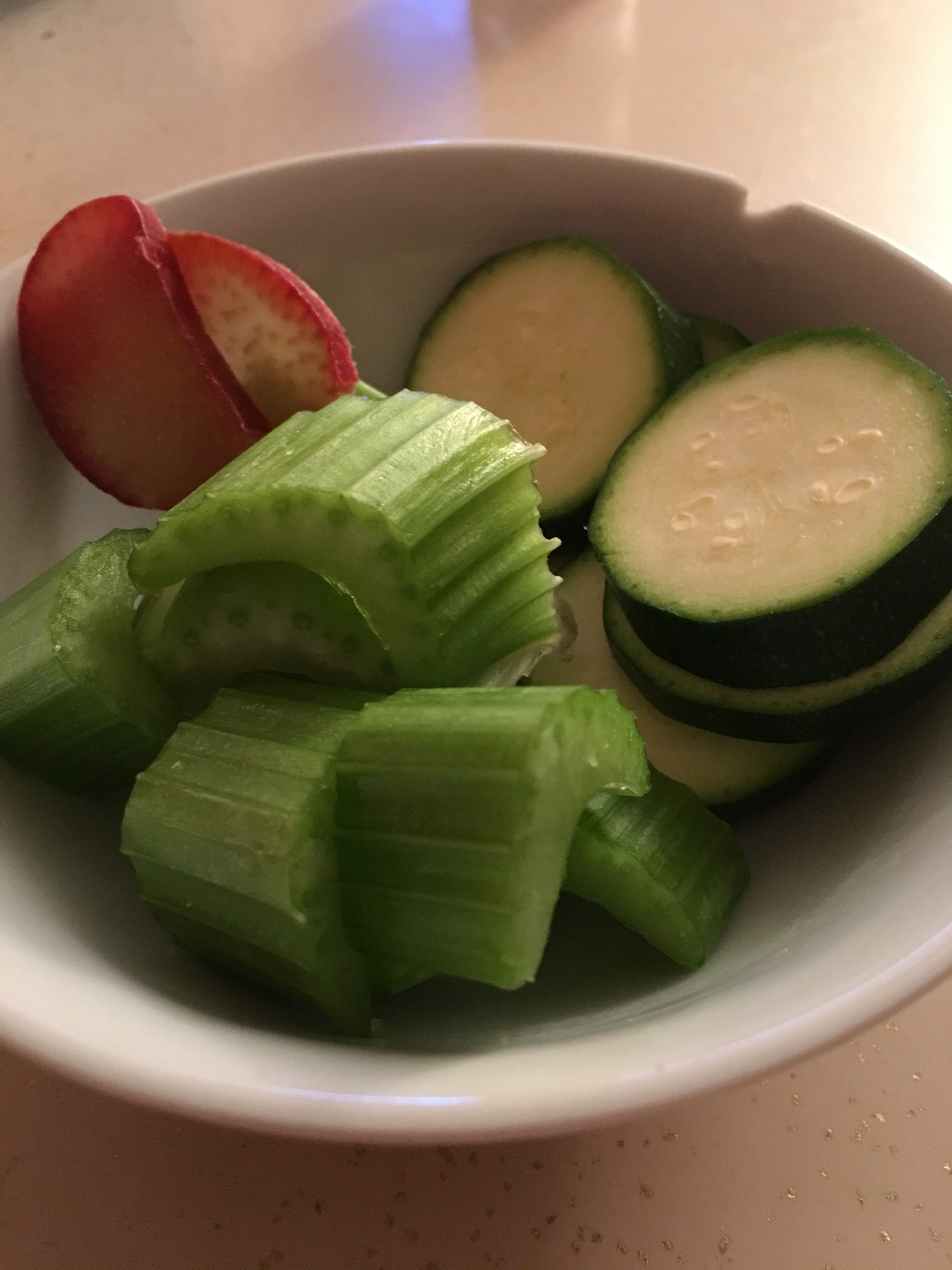 A GREAT Night-time Snack: Green Celery, Zucchini, Rhubarb